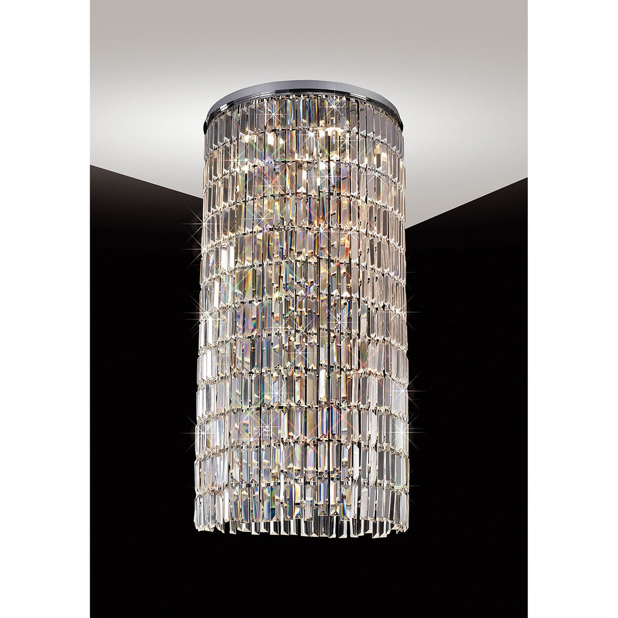 Torre 50cm Mirror Plates 6 Light Crystal Flush Chandelier - Chrome