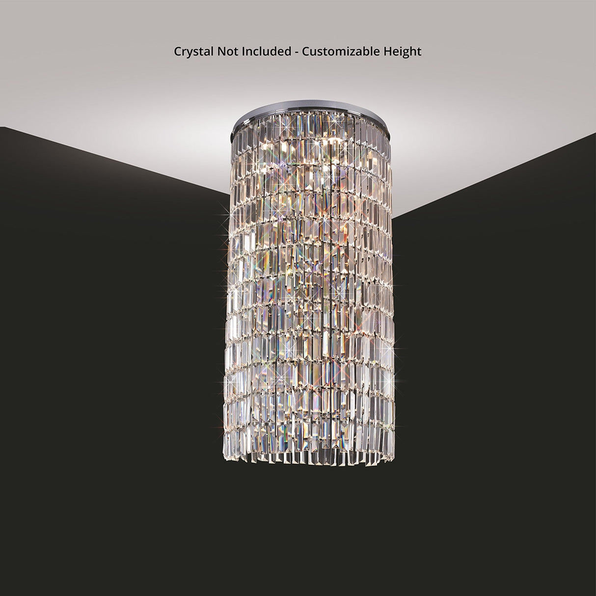 Torre 50cm Mirror Plates 6 Light Crystal Flush Chandelier - Chrome