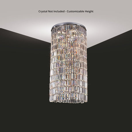 Torre 50cm Mirror Plates 6 Light Crystal Flush Chandelier - Chrome