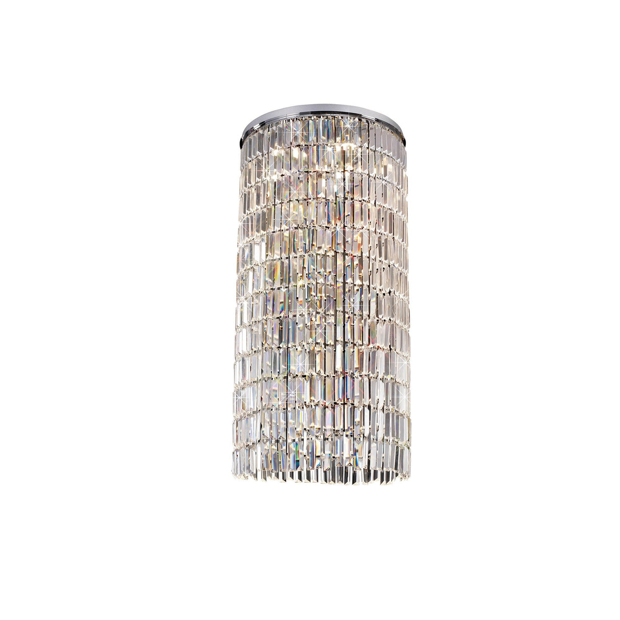 Torre 50cm Mirror Plates 6 Light Crystal Flush Chandelier - Chrome