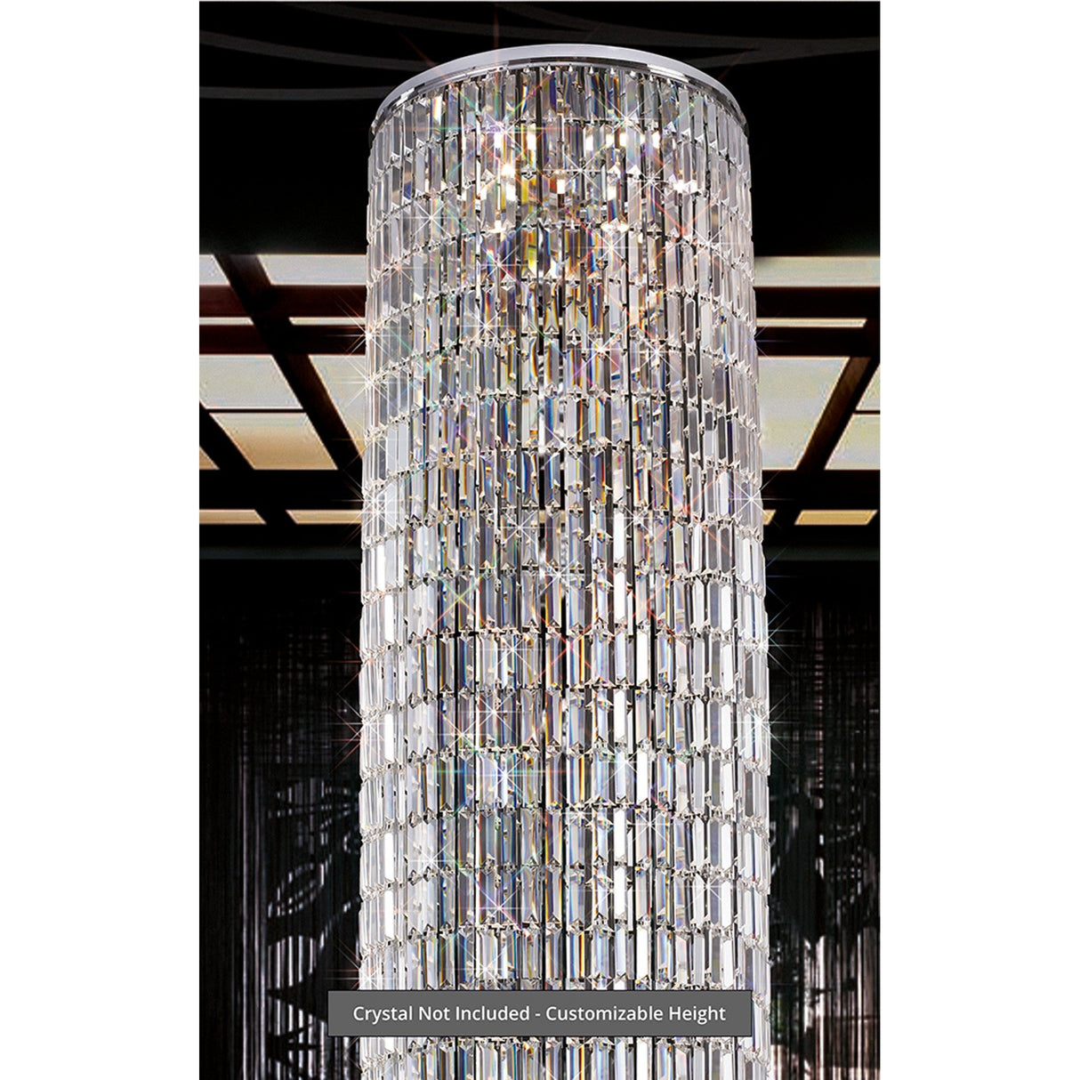 Torre 60cm Mirror Plates 7 Light Crystal Flush Chandelier - Chrome