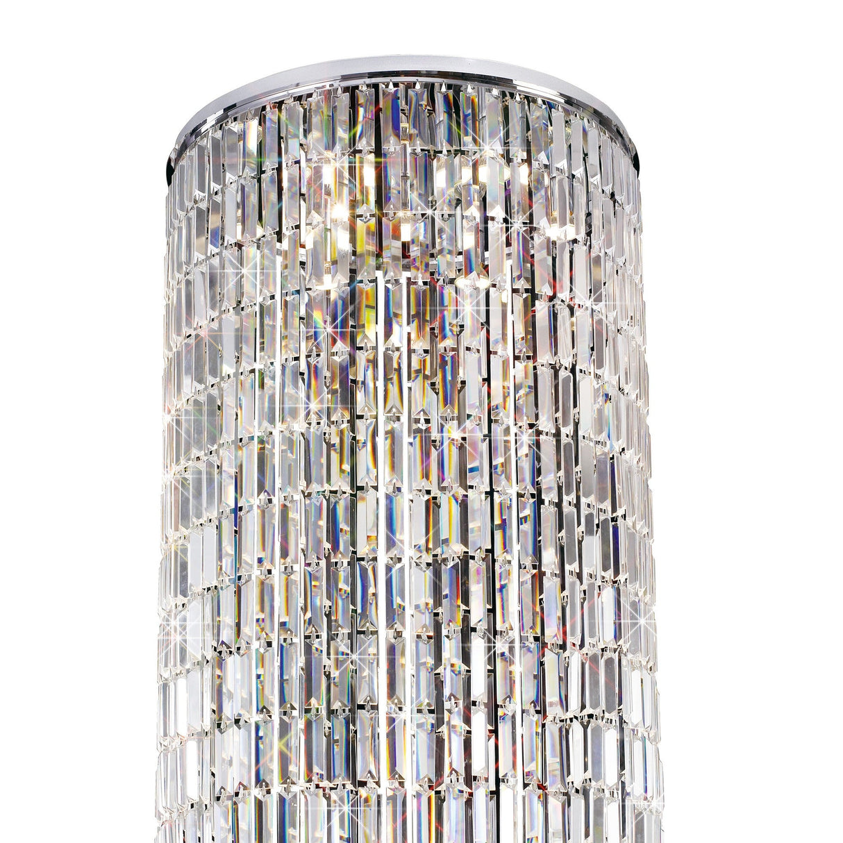 Torre 60cm Mirror Plates 7 Light Crystal Flush Chandelier - Chrome