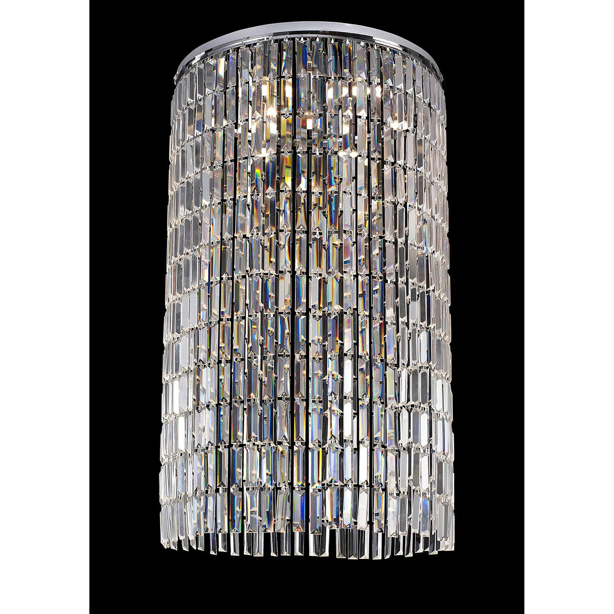 Torre 60cm Mirror Plates 7 Light Crystal Flush Chandelier - Chrome
