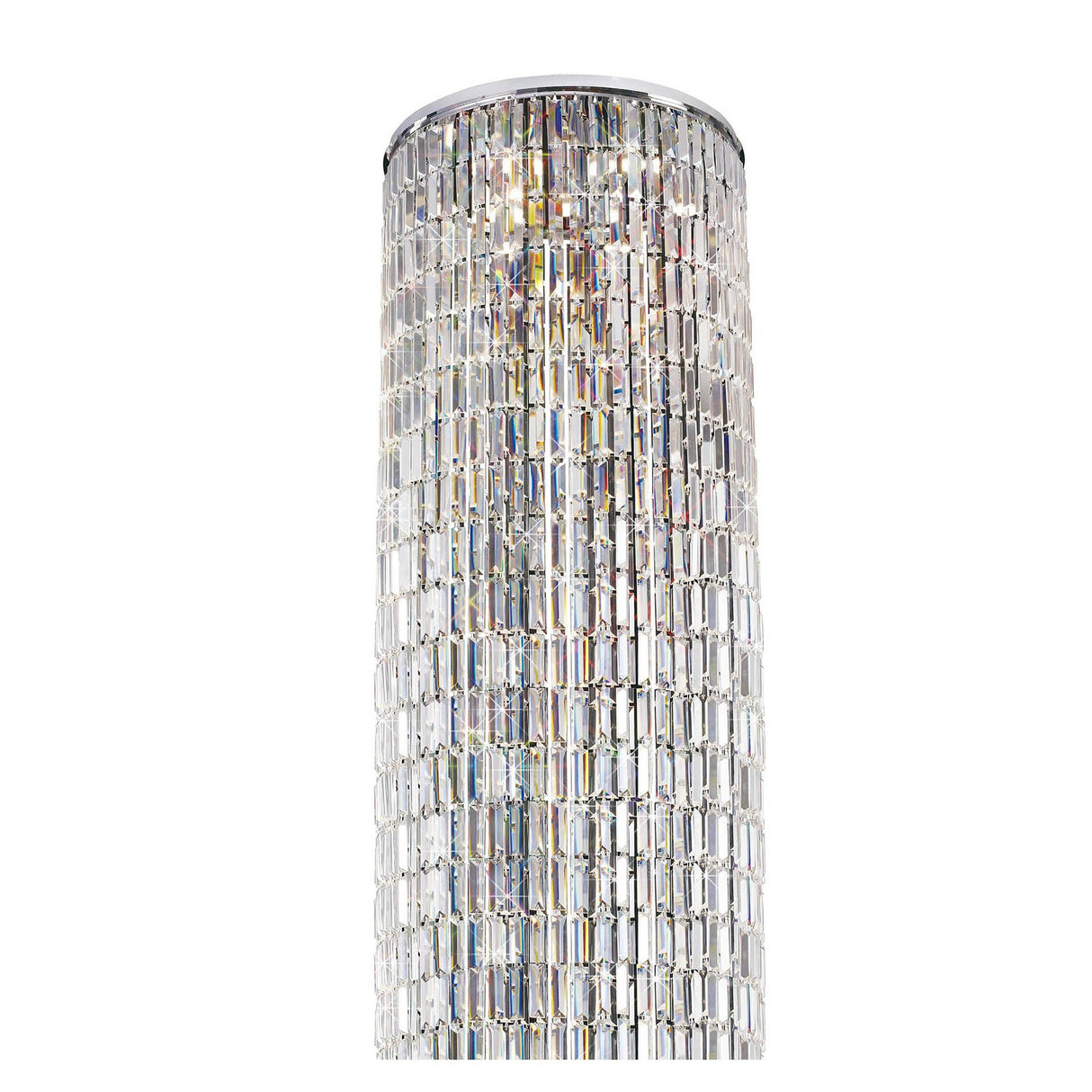 Torre 60cm Mirror Plates 7 Light Crystal Flush Chandelier - Chrome