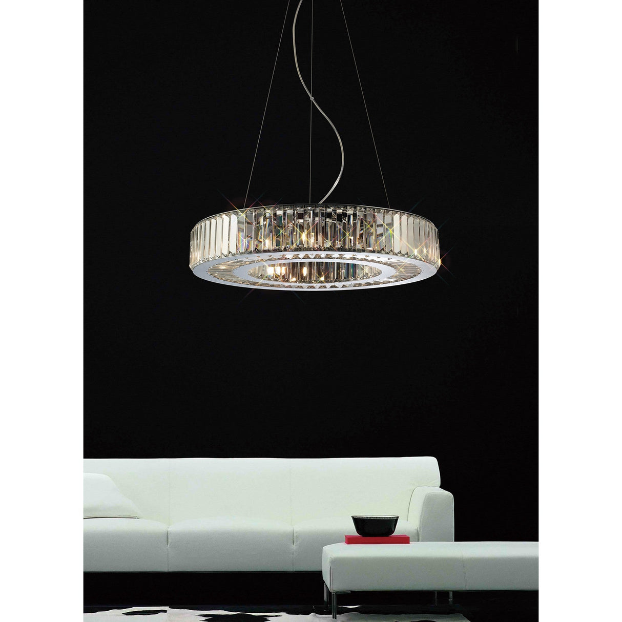 Torre 61cm 9 Light Crystal Suspension Light - Polished Chrome