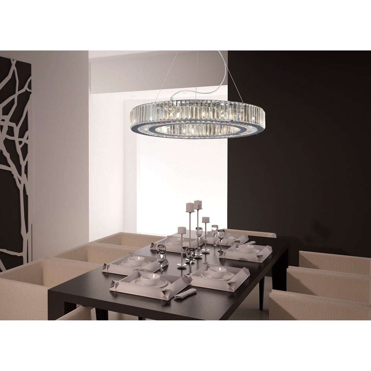 Torre 75cm 10 Light Crystal Suspension Light - Polished Chrome