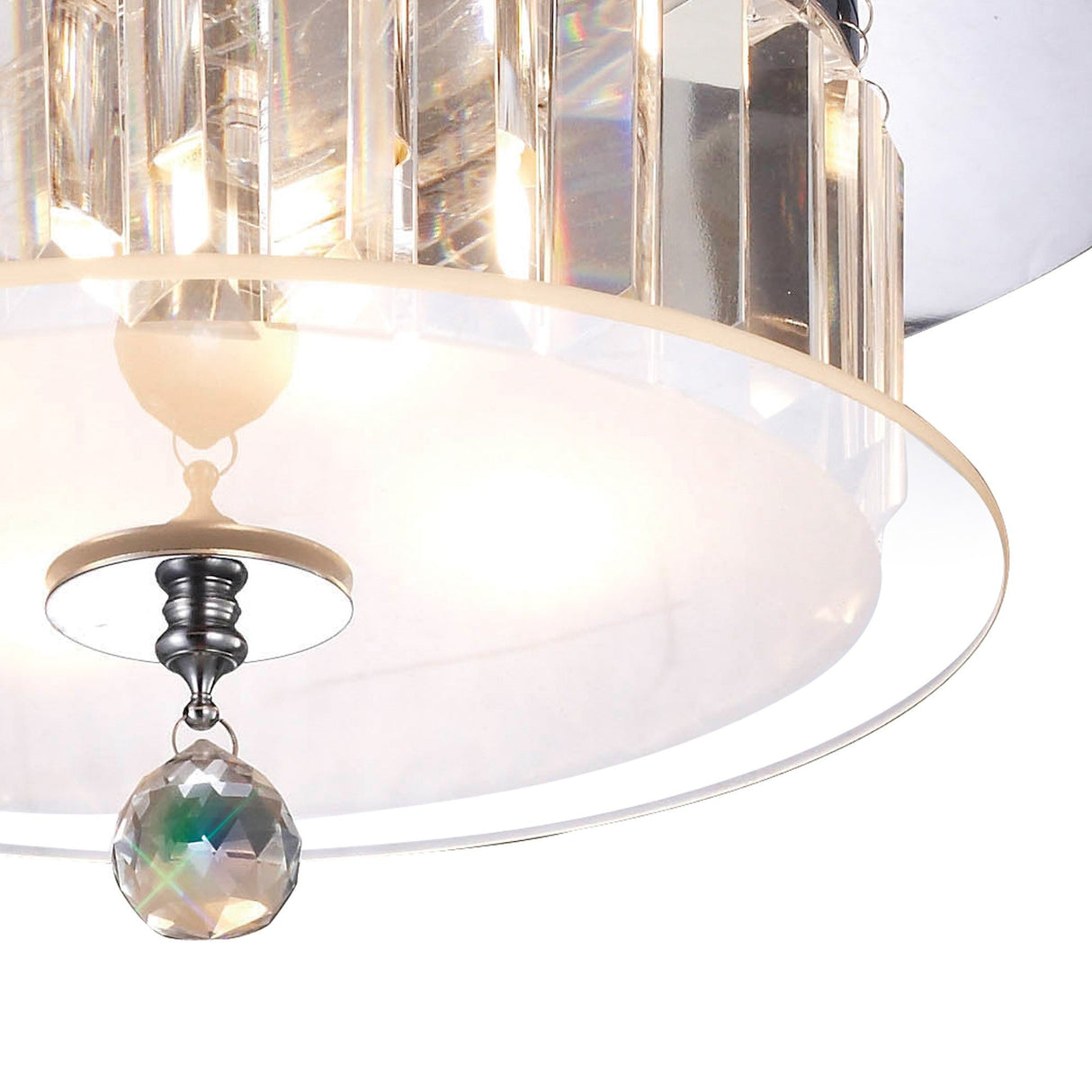 Tosca 4 Light Round Glass/Crystal Flush Ceiling Light – Chrome