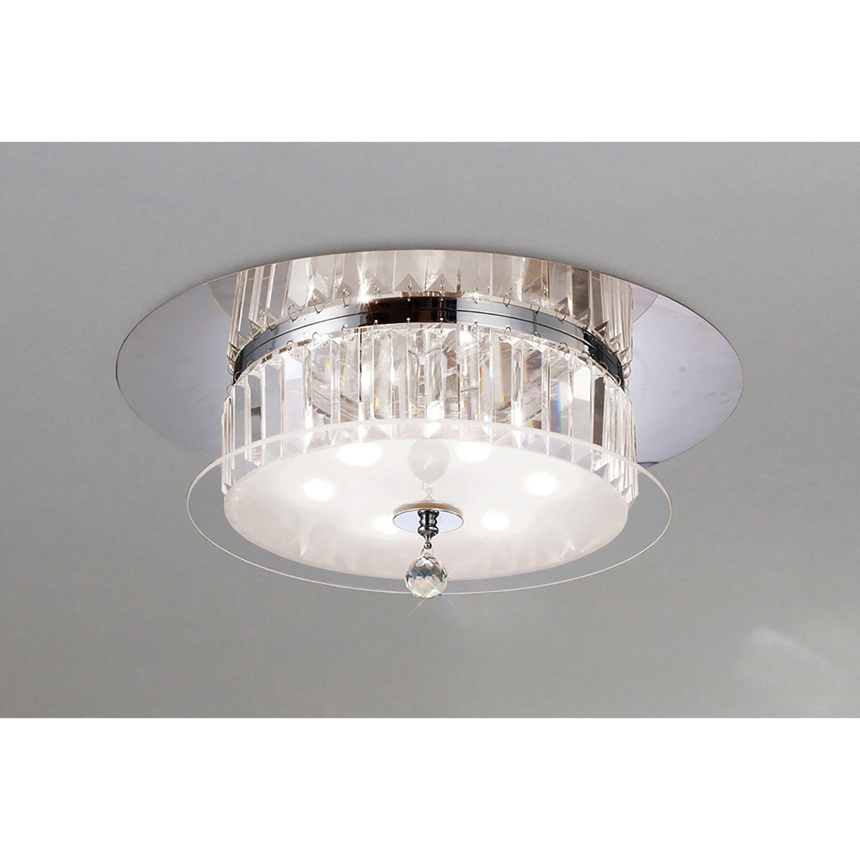 Tosca 6 Light Round Glass/Crystal Flush Ceiling Light – Chrome