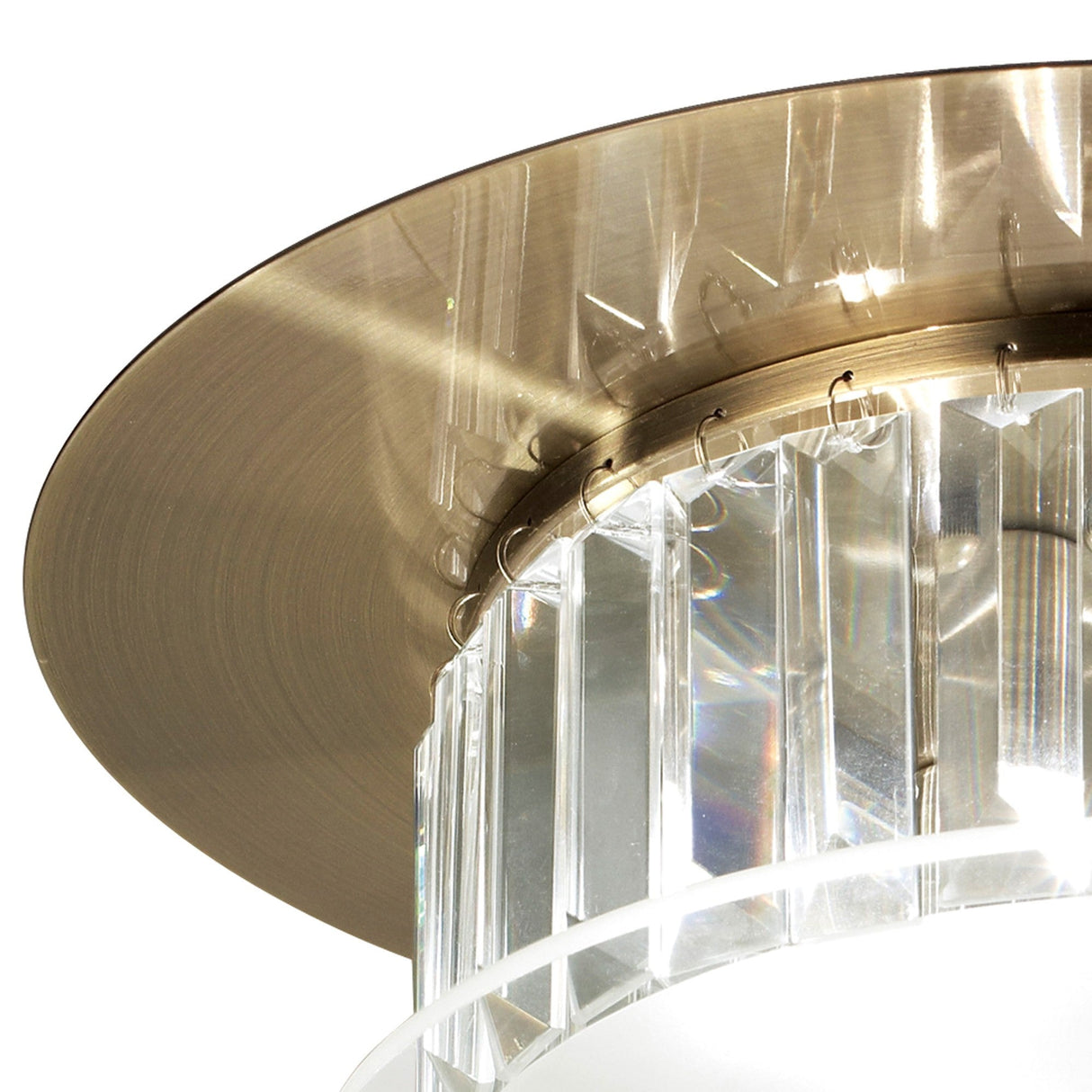 Tosca 4 Light Round Glass/Crystal Flush Ceiling Light – Antique Brass
