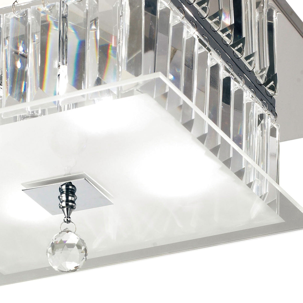 Tosca 4 Light Square Glass/Crystal Flush Ceiling Light – Chrome