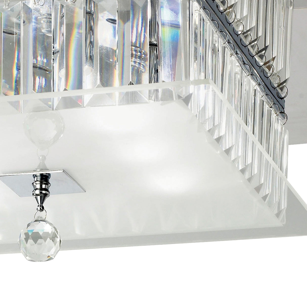 Tosca 6 Light Square Glass/Crystal Flush Ceiling Light – Chrome