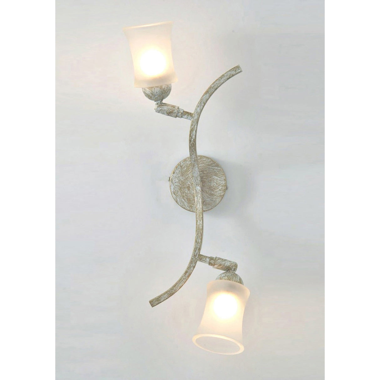 Toscano 2 Light Frosted Glass Wall Light - White & Gold