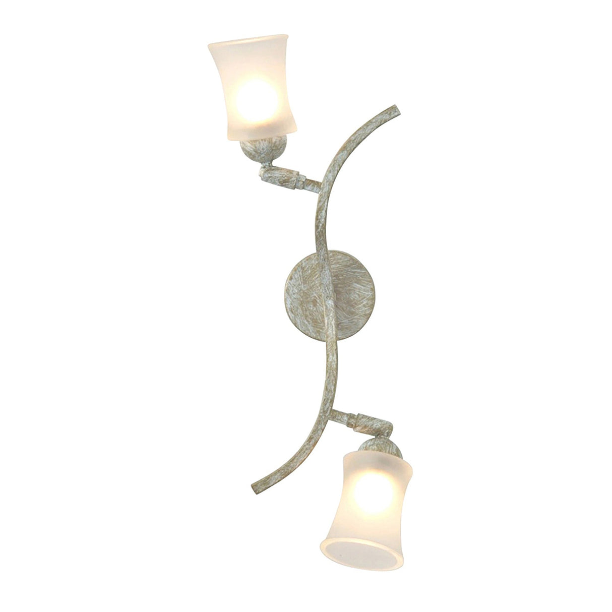 Toscano 2 Light Frosted Glass Wall Light - White & Gold