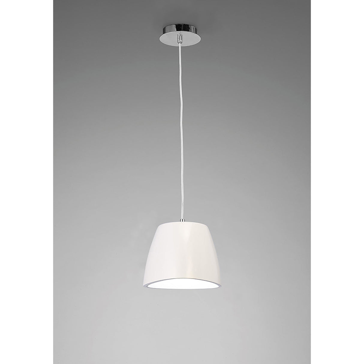 Triangle 22cm 1 Light Glass Pendant Light - White & Polished Chrome