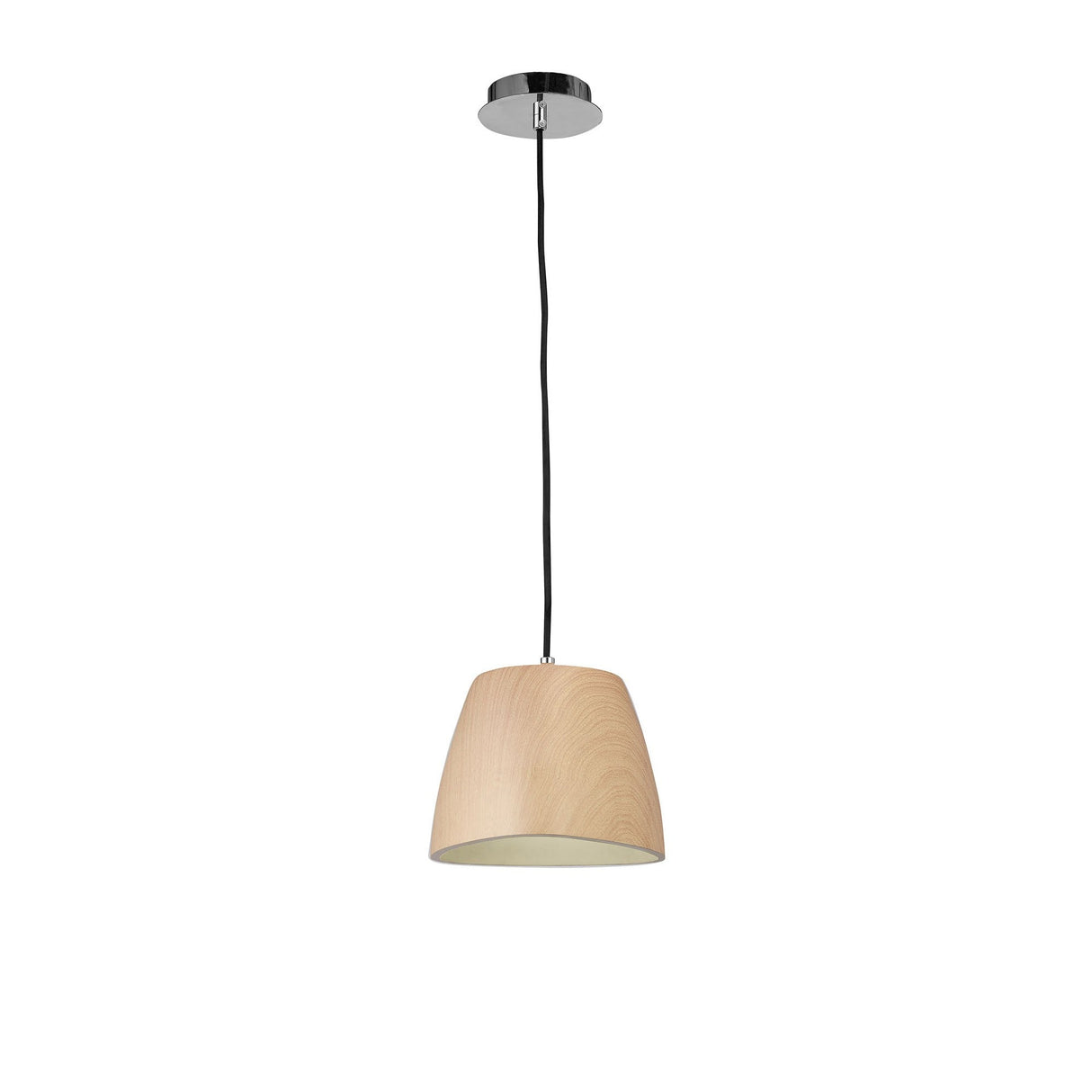 Triangle 22cm 1 Light Glass Pendant Light - Beech & Polished Chrome
