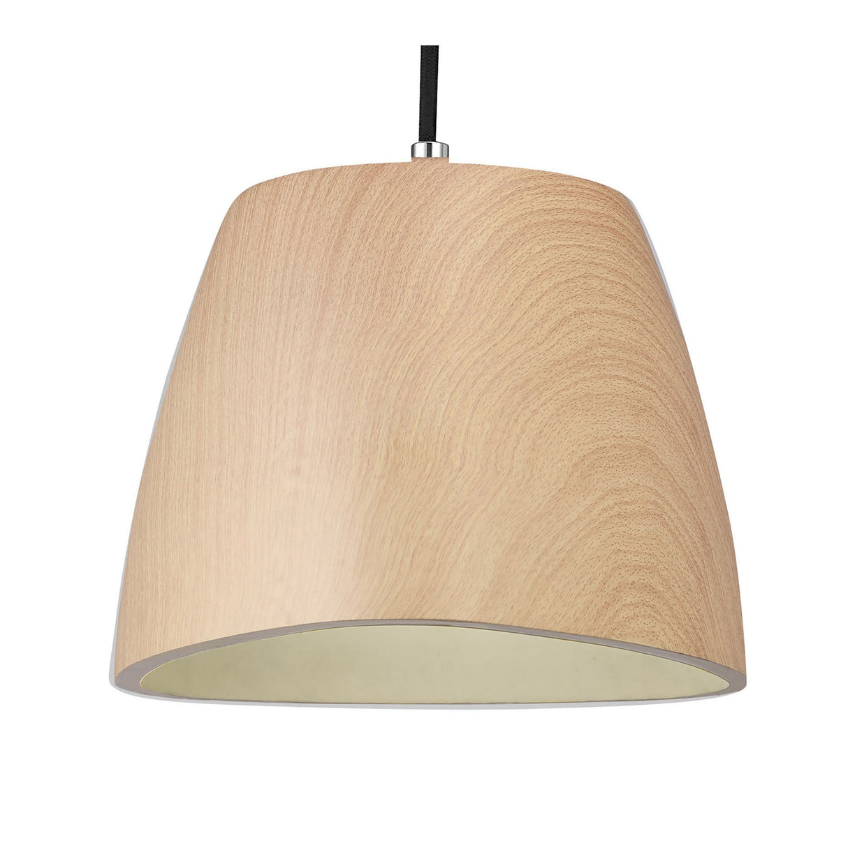 Triangle 22cm 1 Light Glass Pendant Light - Beech & Polished Chrome