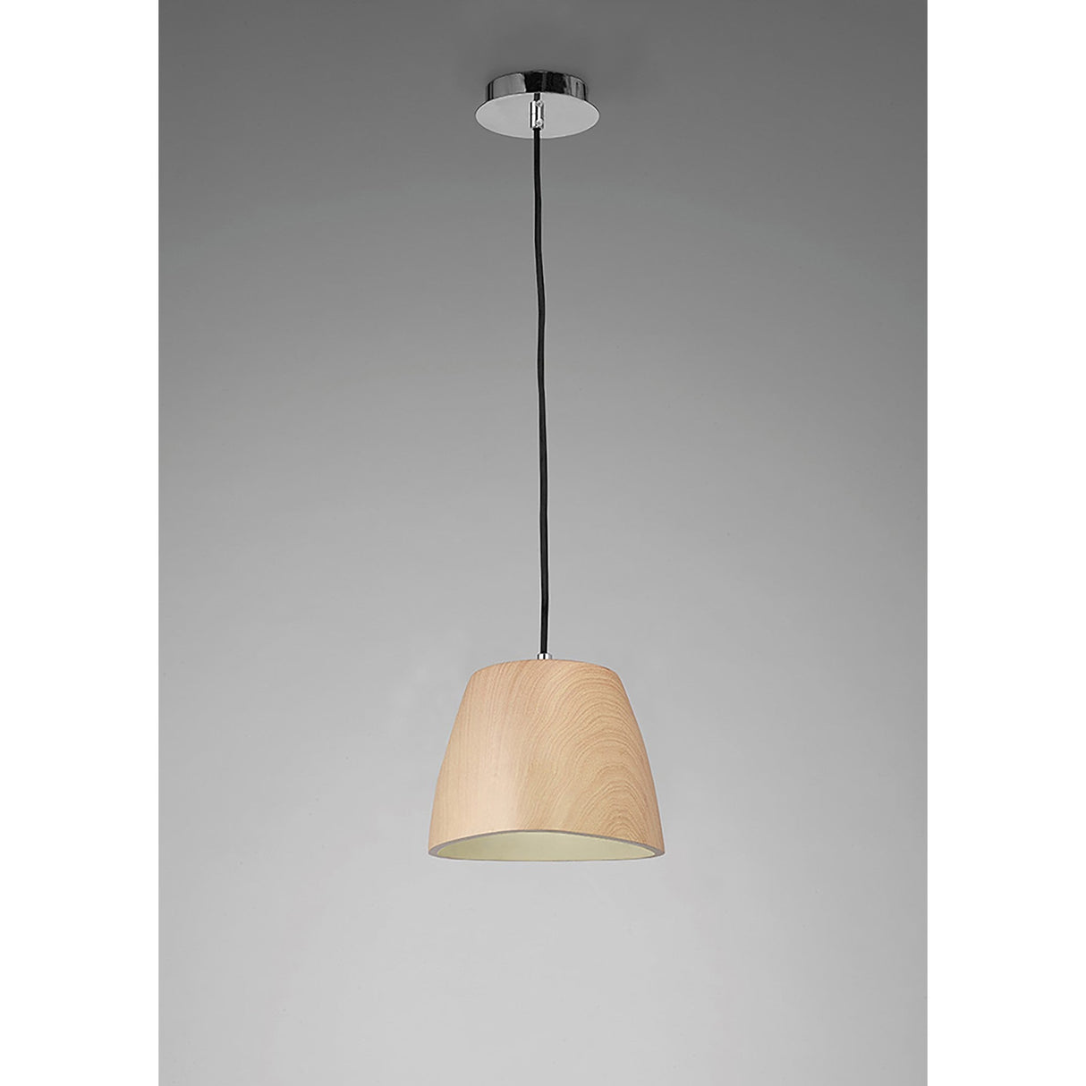 Triangle 22cm 1 Light Glass Pendant Light - Beech & Polished Chrome