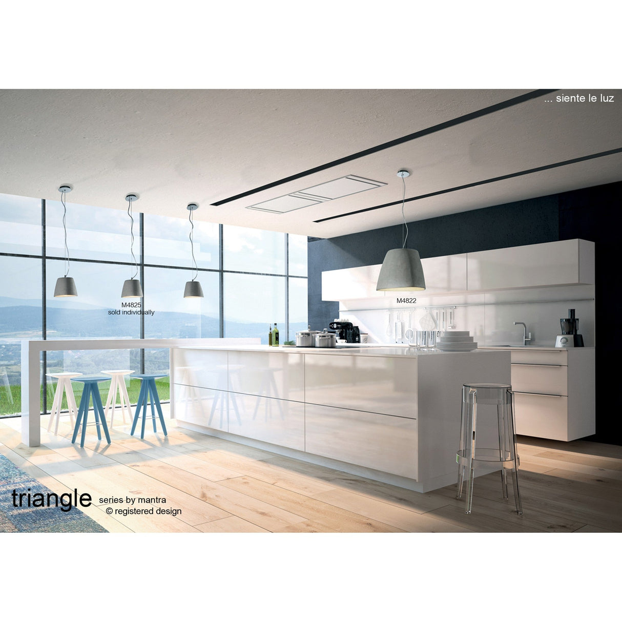 Triangle 22cm 1 Light Glass Pendant Light - Polished Chrome