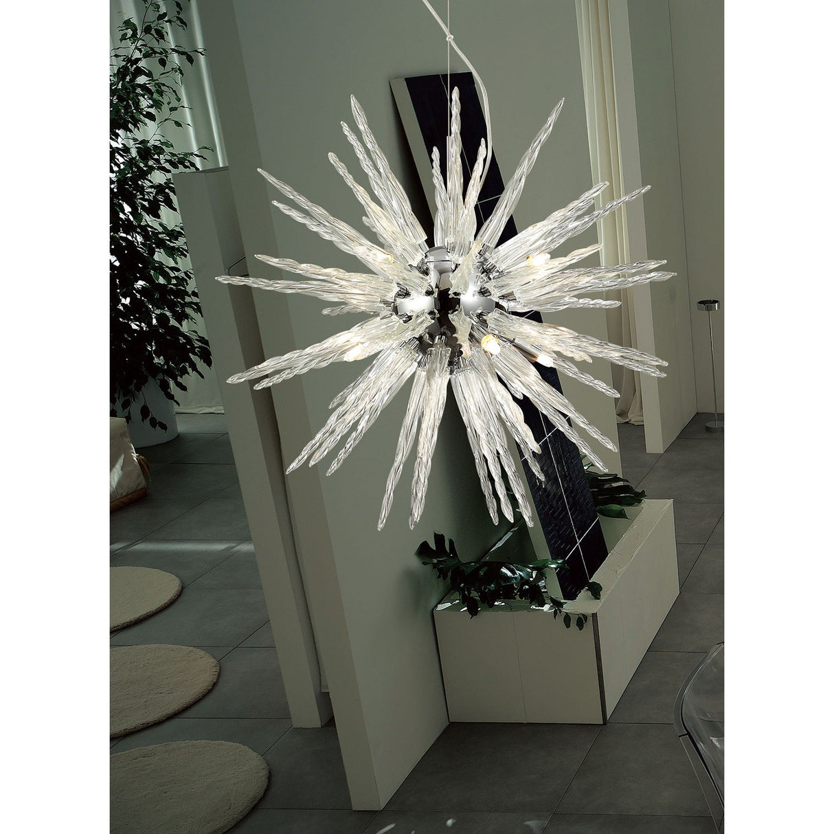 Tropez 60cm 8 Light Glass Suspension Light - Polished Chrome