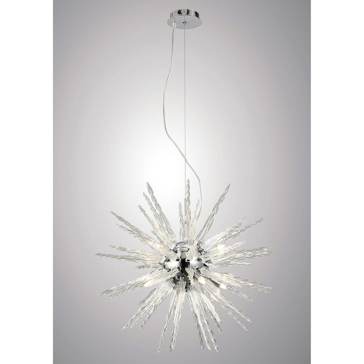 Tropez 60cm 8 Light Glass Suspension Light - Polished Chrome
