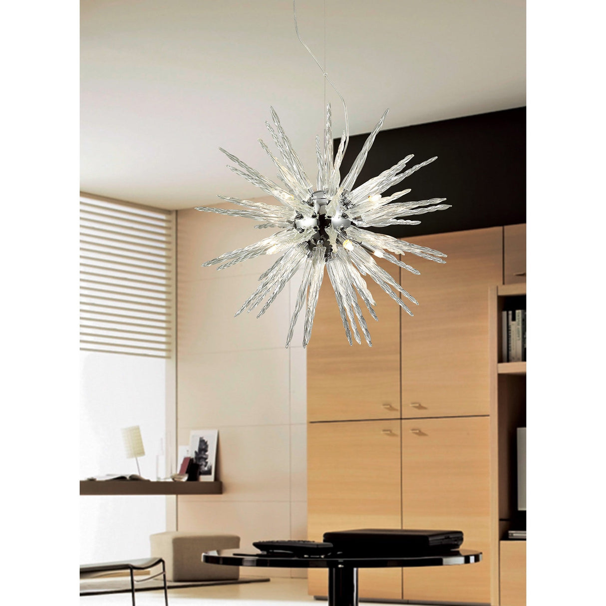 Tropez 60cm 8 Light Glass Suspension Light - Polished Chrome