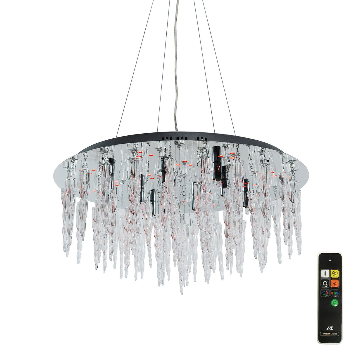 Tropez LED Glass Suspension Light With RGB Remote - Chrome