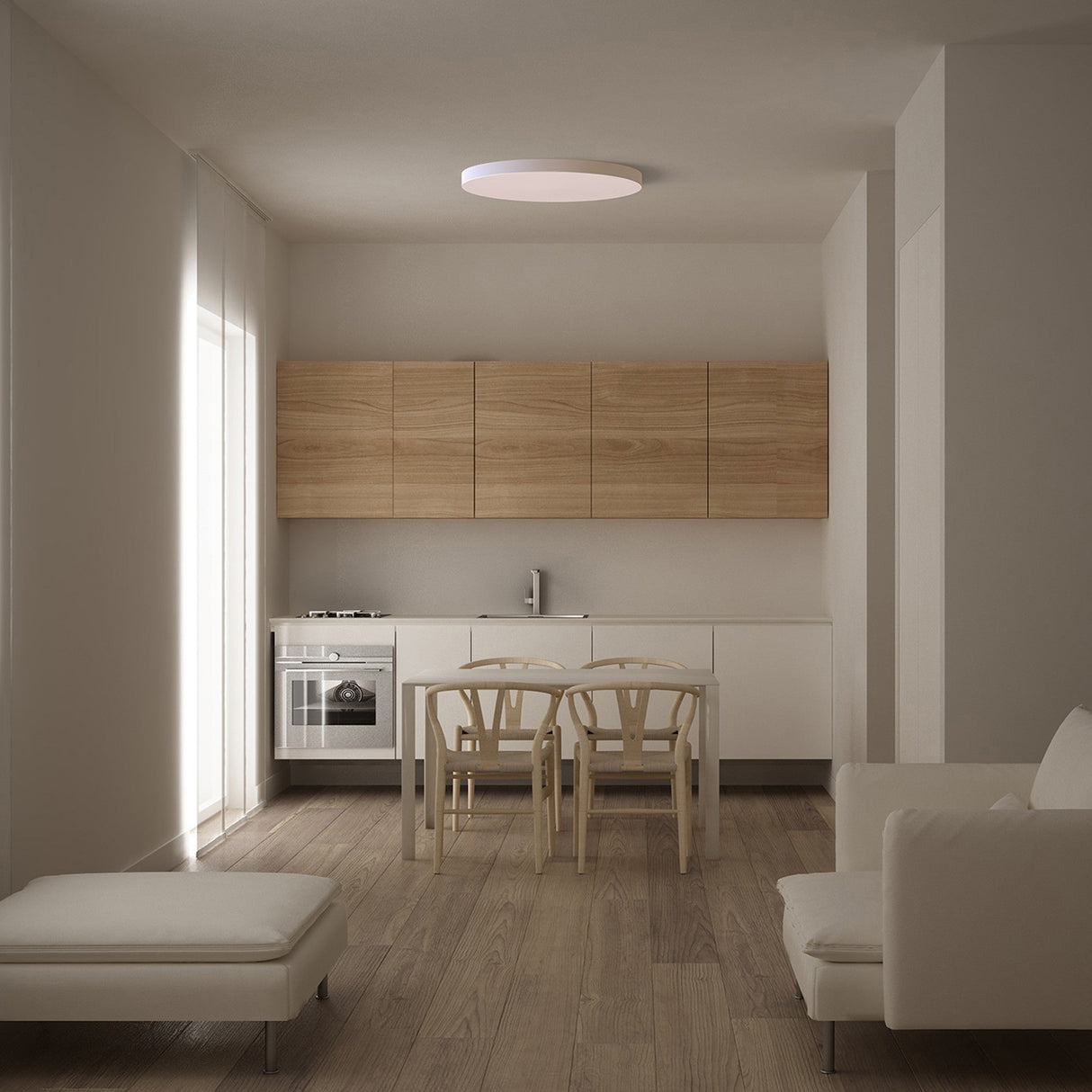 Turin CCT LED Flush Ceiling Light 50W With Switch - White