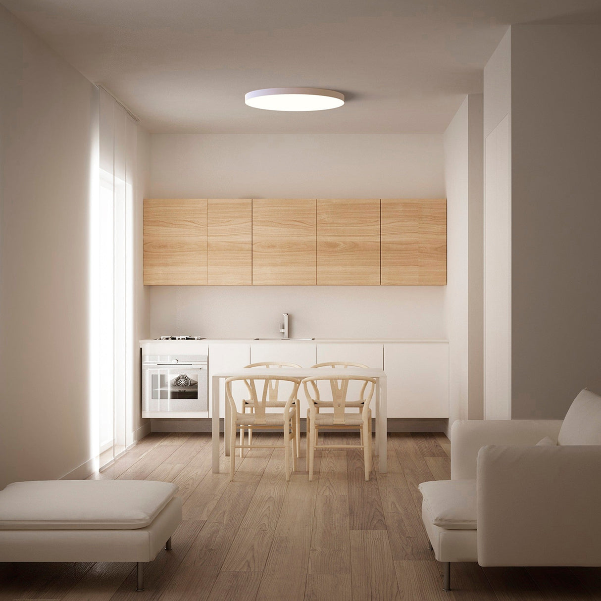 Turin CCT LED Flush Ceiling Light 50W With Switch - White