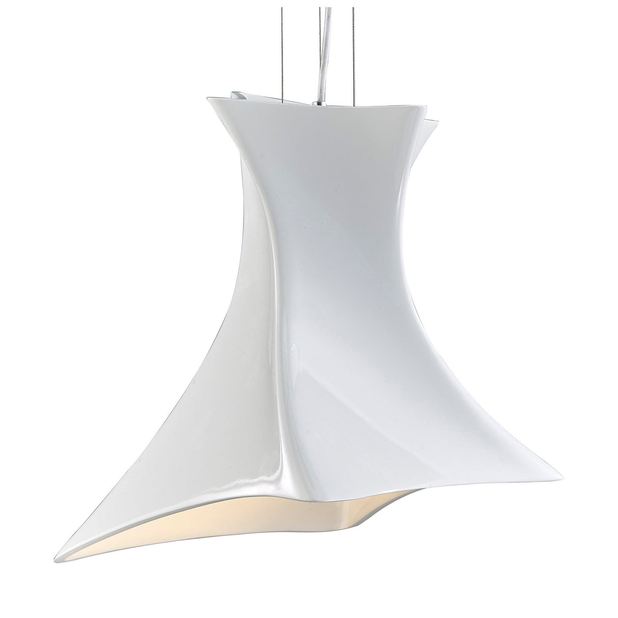 Twist 1 Light Pendant Light – Gloss White & Polished Chrome