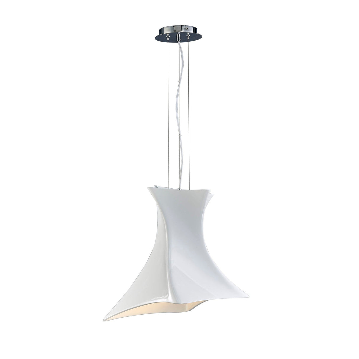 Twist 1 Light Pendant Light – Gloss White & Polished Chrome