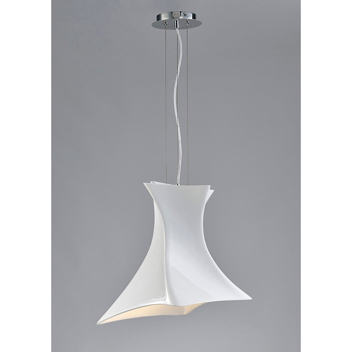 Twist 1 Light Pendant Light – Gloss White & Polished Chrome