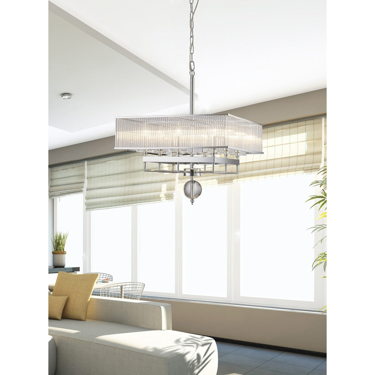 Vanessa Square 8 Light Crystal Chandelier - Polished Chrome