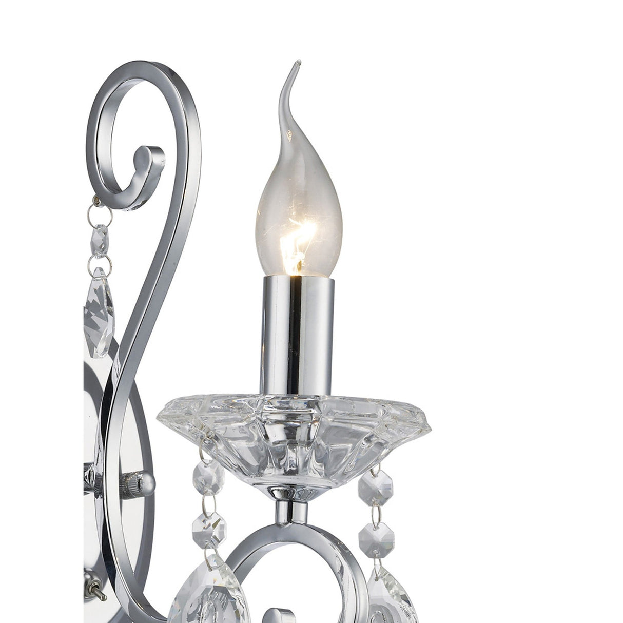 Vela 1 Light Crystal Wall Light - Chrome