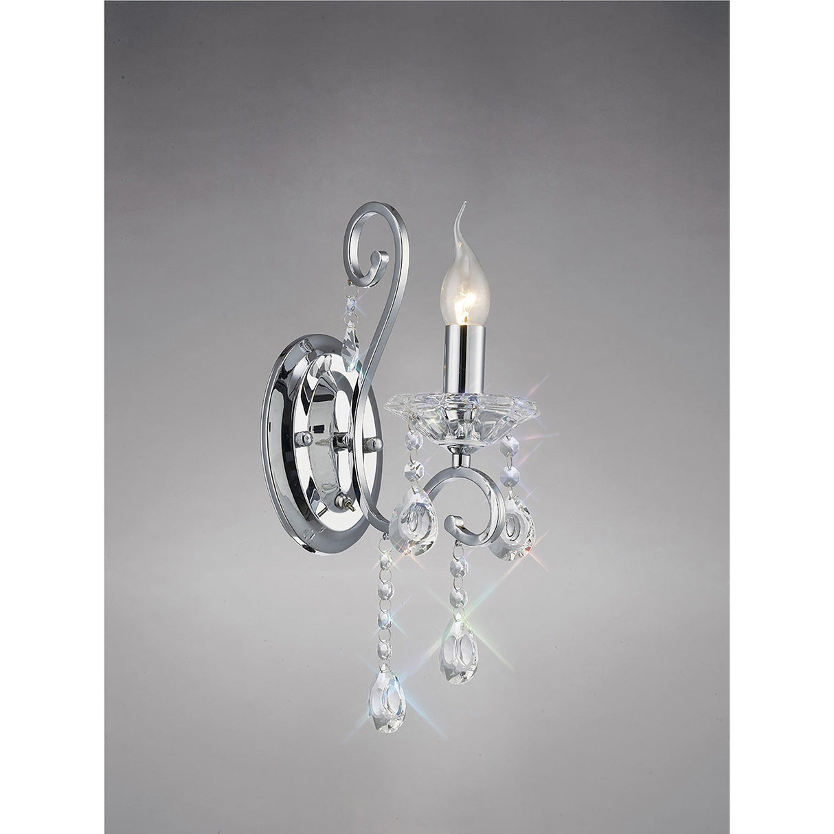 Vela 1 Light Crystal Wall Light - Chrome