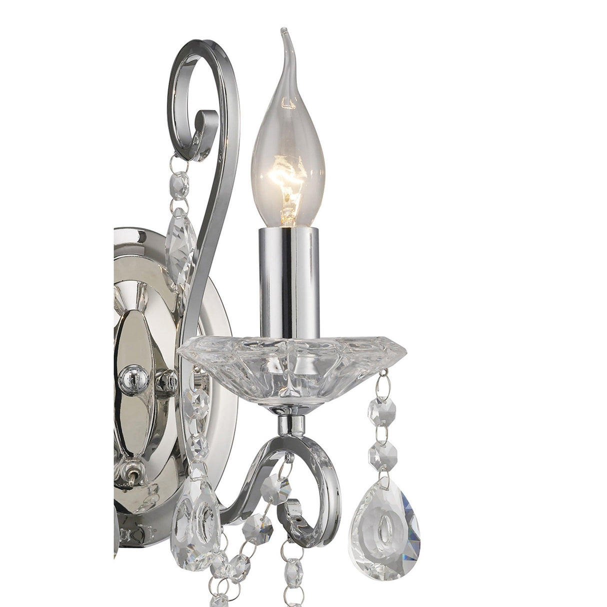 Vela 2 Light Crystal Wall Light - Chrome