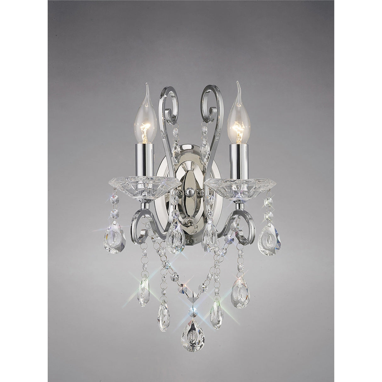 Vela 2 Light Crystal Wall Light - Chrome