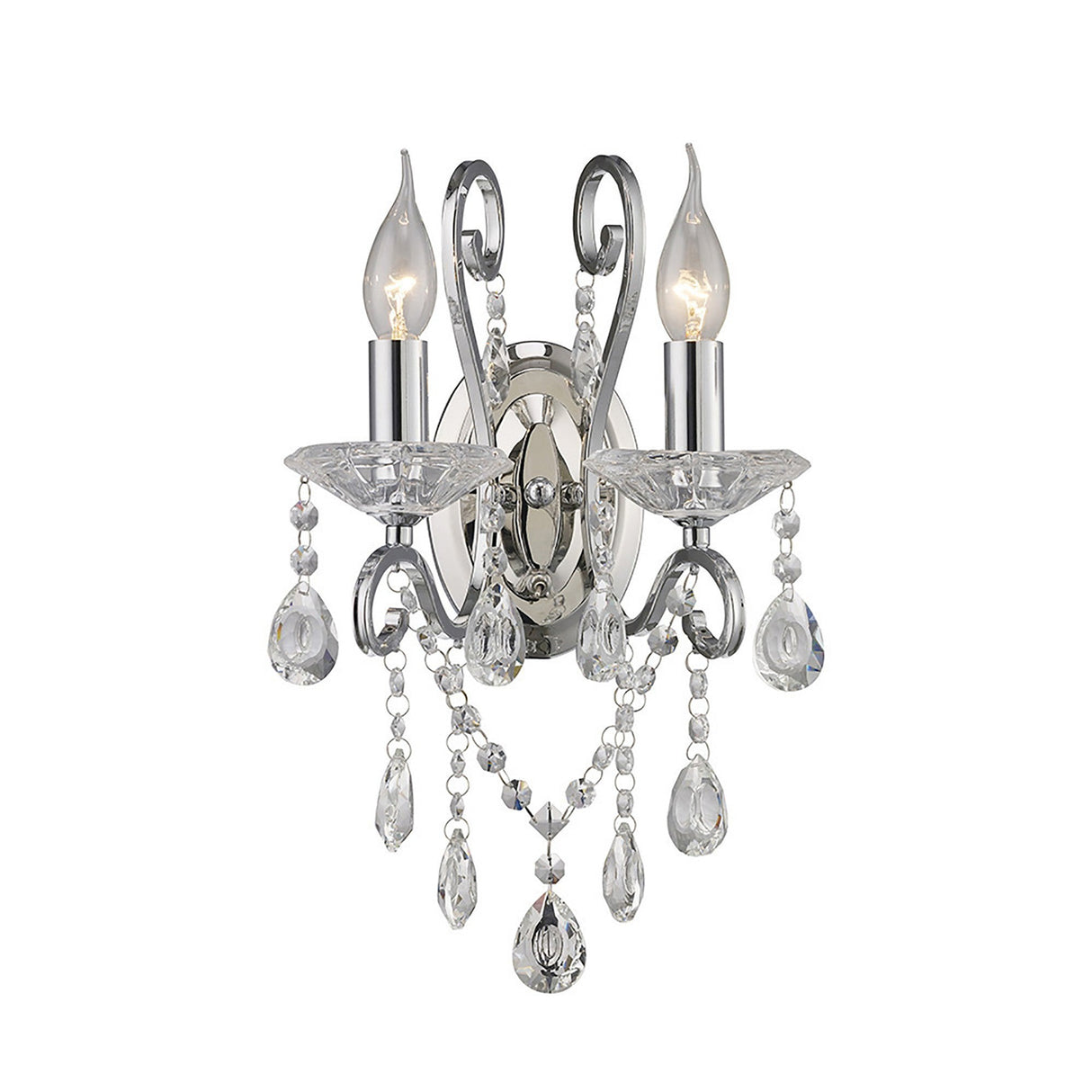 Vela 2 Light Crystal Wall Light - Chrome