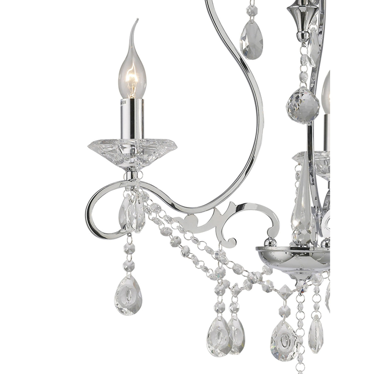 Vela 54cm 3 Light Crystal Chandelier - Polished Chrome