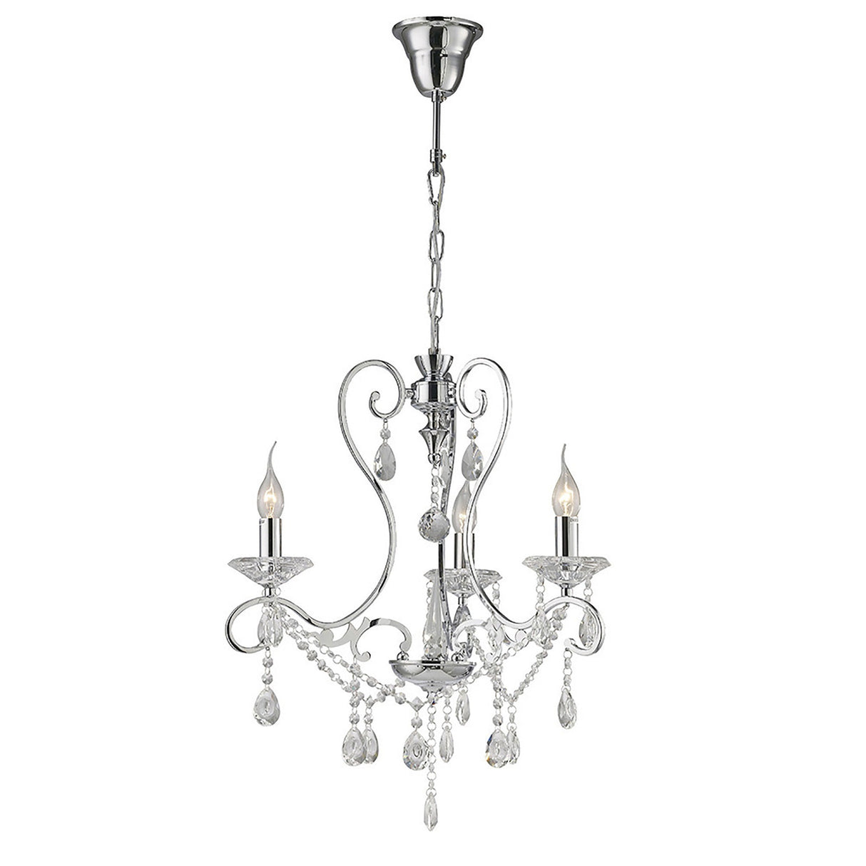 Vela 54cm 3 Light Crystal Chandelier - Polished Chrome