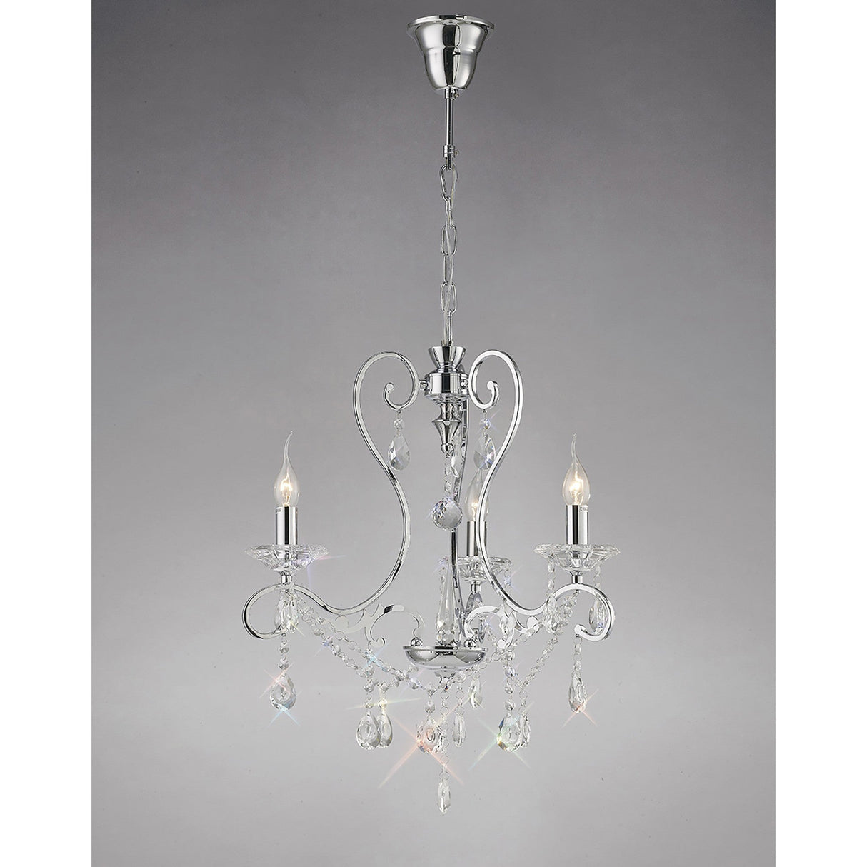 Vela 54cm 3 Light Crystal Chandelier - Polished Chrome