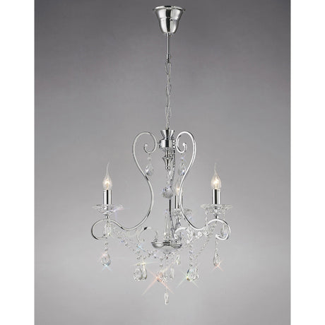 Vela 54cm 3 Light Crystal Chandelier - Polished Chrome