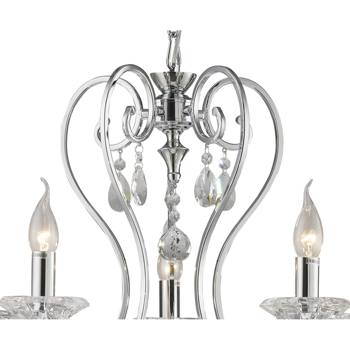 Vela 62cm 5 Light Crystal Chandelier - Polished Chrome