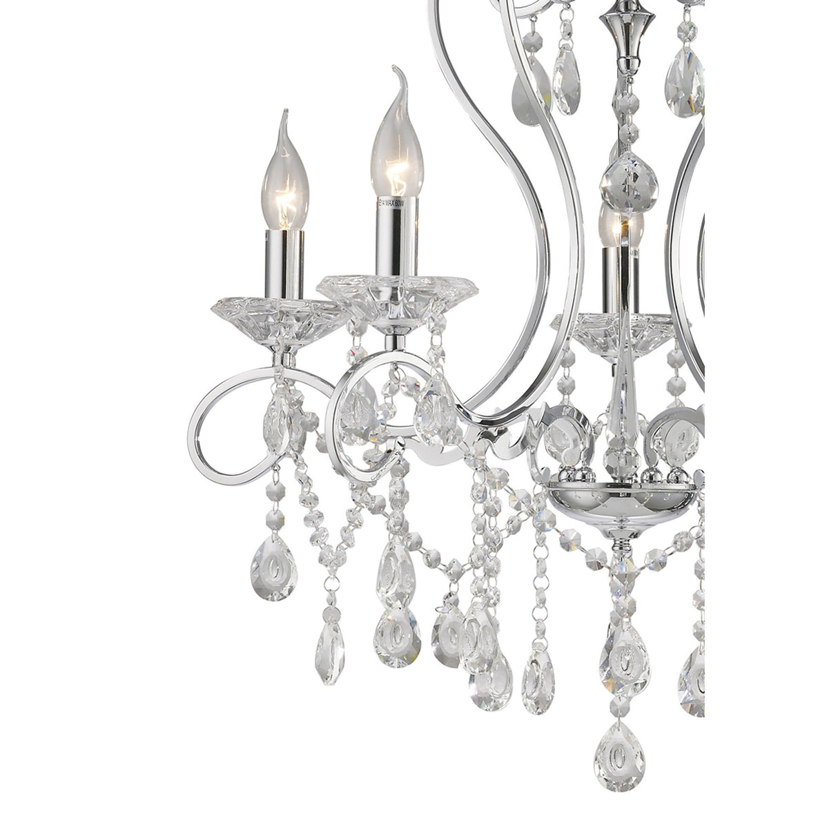 Vela 62cm 5 Light Crystal Chandelier - Polished Chrome