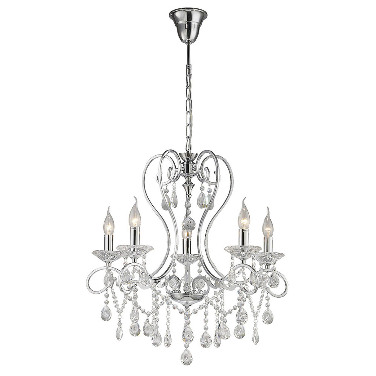Vela 62cm 5 Light Crystal Chandelier - Polished Chrome