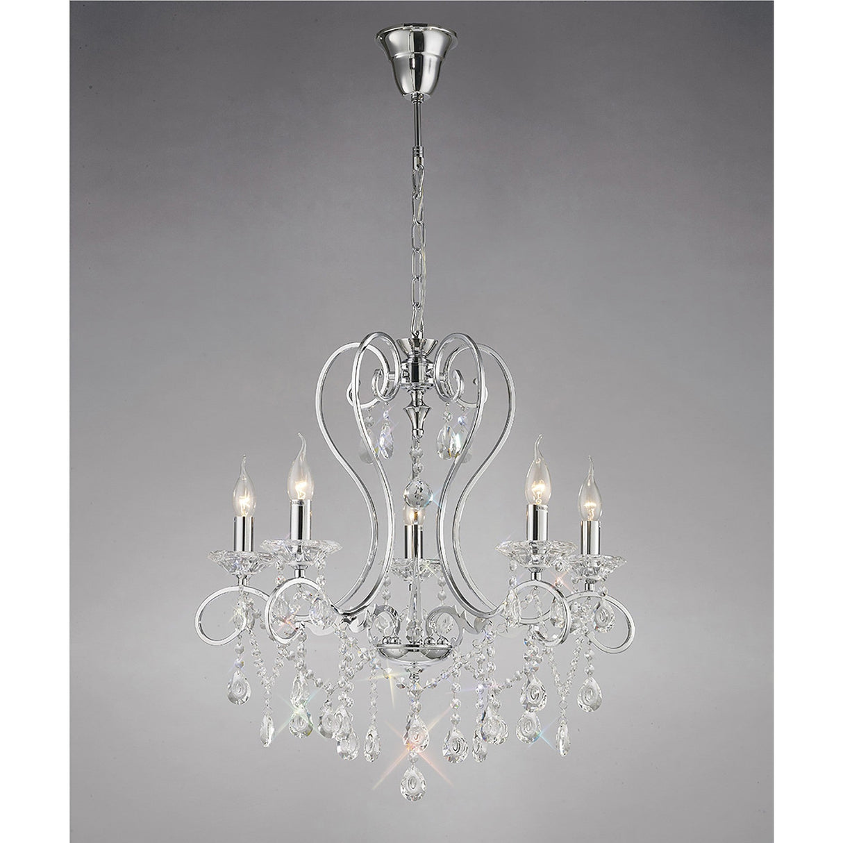Vela 62cm 5 Light Crystal Chandelier - Polished Chrome