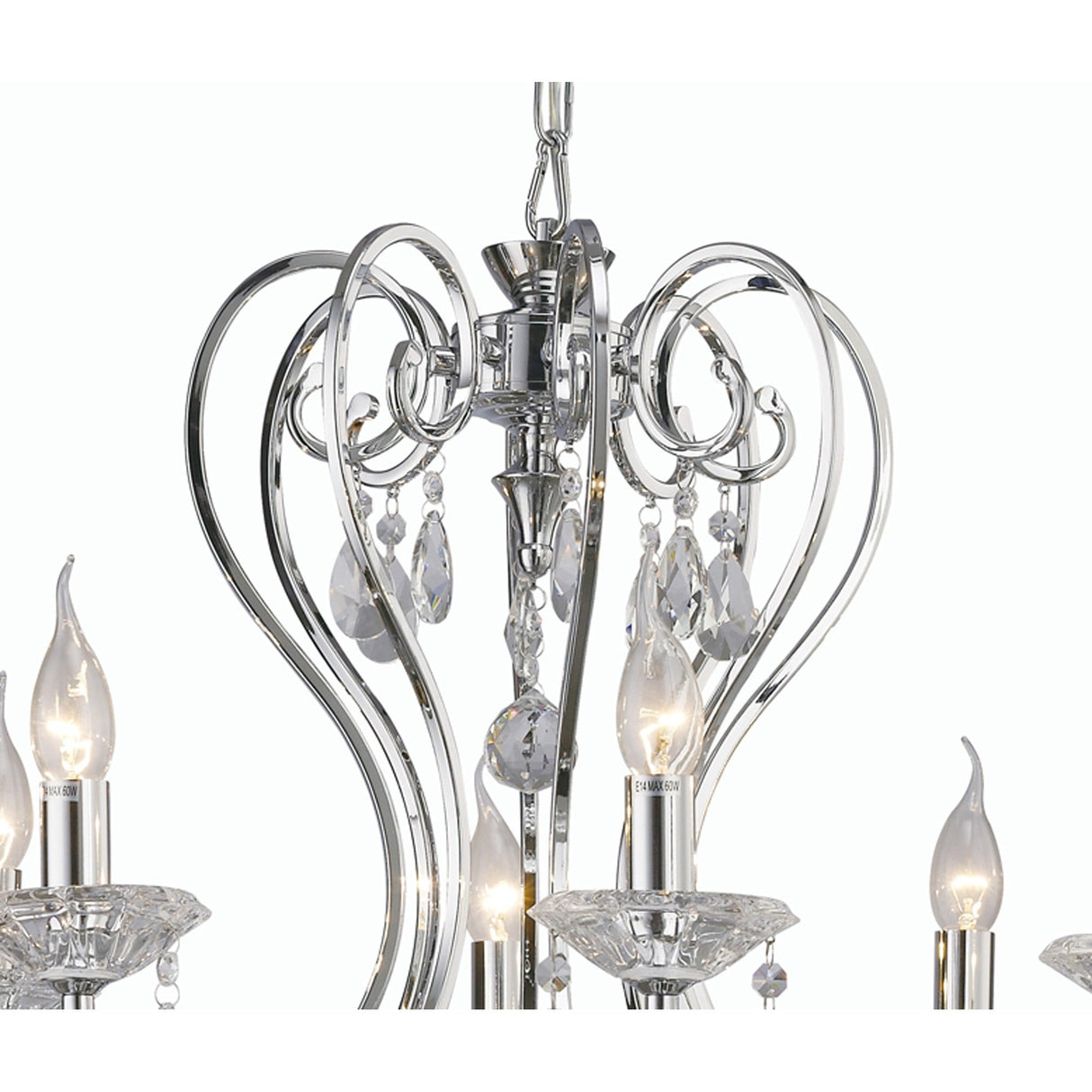 Vela 76cm 8 Light Crystal Chandelier - Polished Chrome