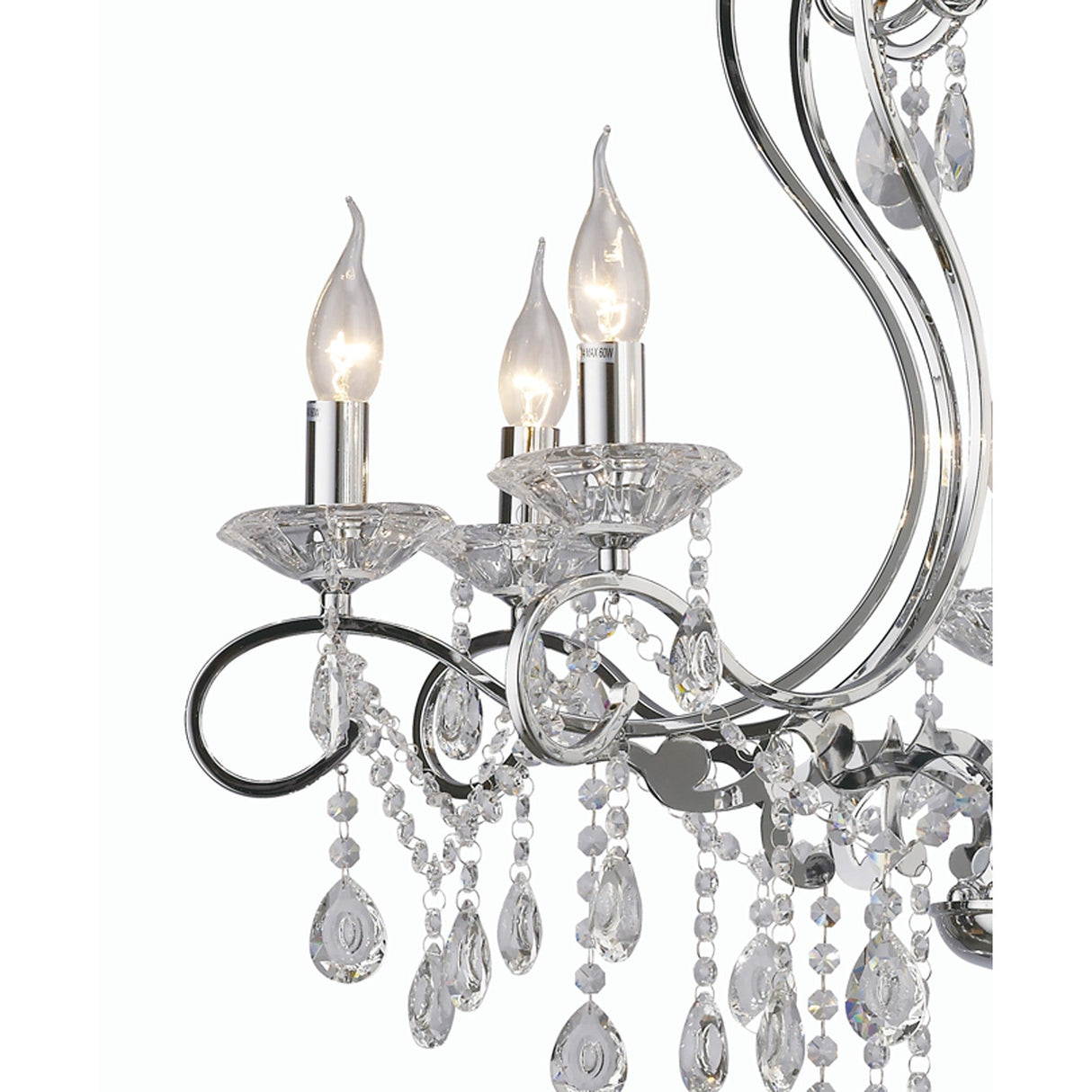 Vela 76cm 8 Light Crystal Chandelier - Polished Chrome
