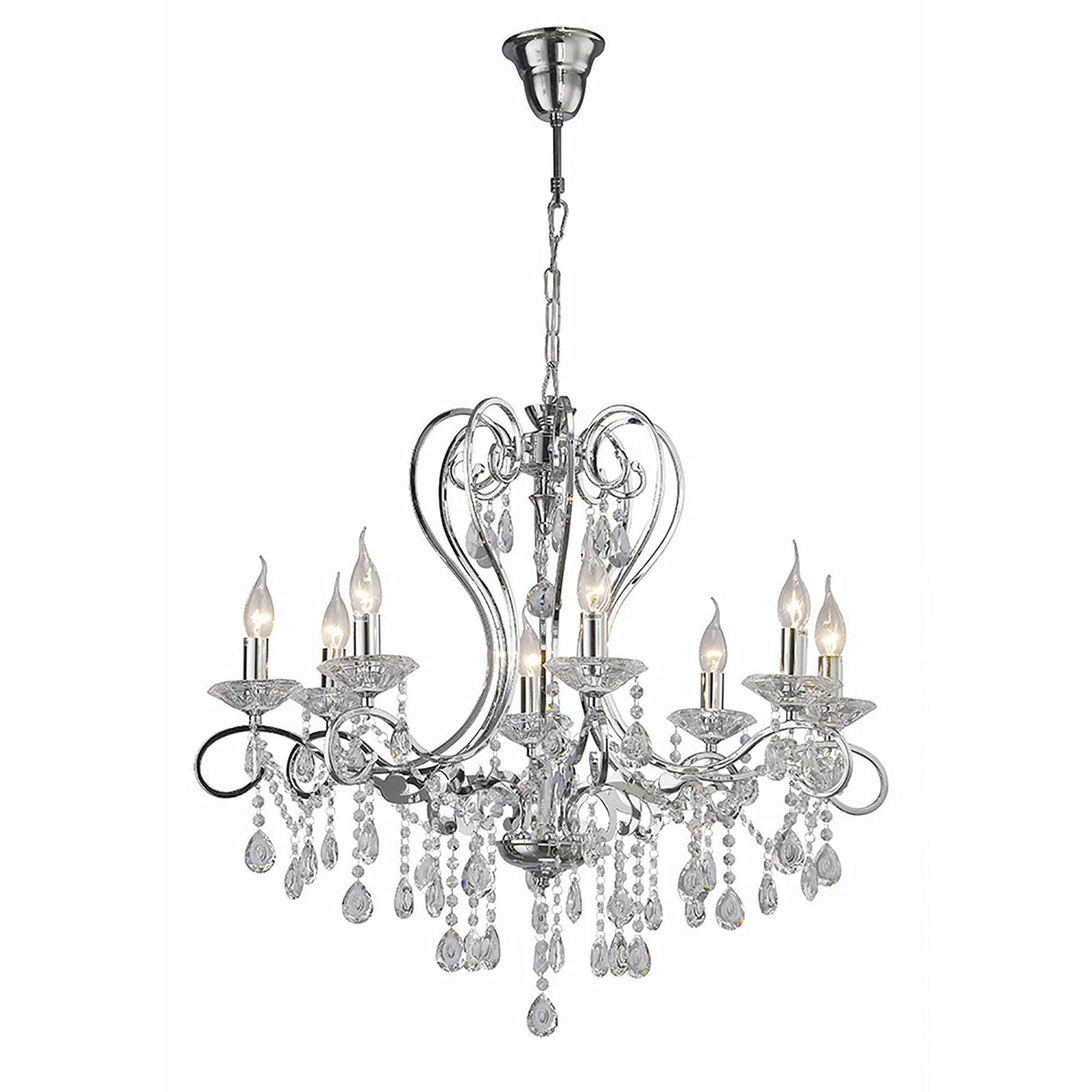 Vela 76cm 8 Light Crystal Chandelier - Polished Chrome