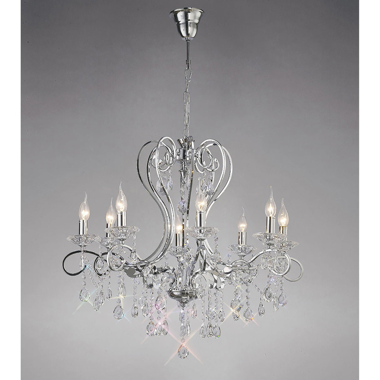 Vela 76cm 8 Light Crystal Chandelier - Polished Chrome