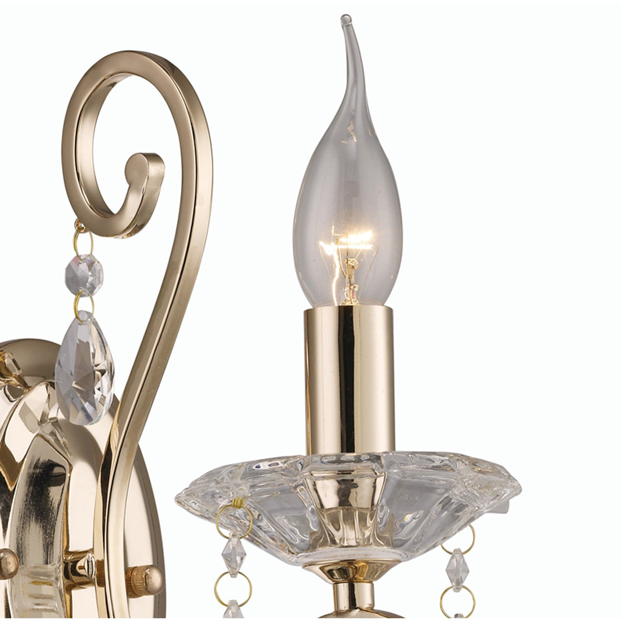 Vela 1 Light Crystal Wall Light - Gold